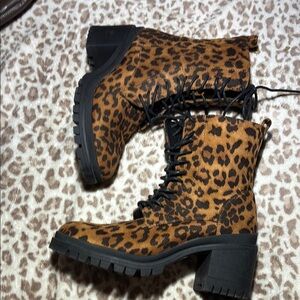 New York & Company Brown and Black Combat Moto Boots